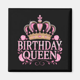 Imã Rainha do Aniversário Coroa Rosa Feliz Aniversário