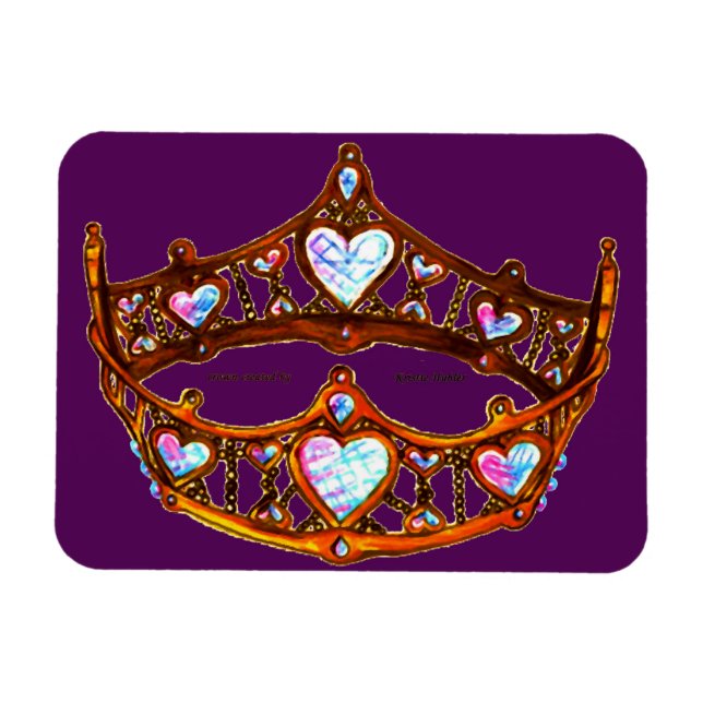 Ímã Rainha do Coração Dourada Quente Tiara roxo Real (Horizontal)