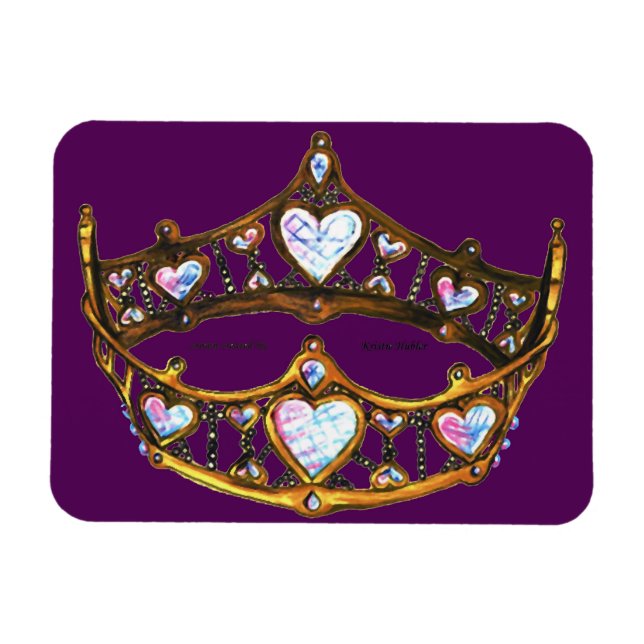 Ímã Rainha do Coração Dourada Tiara, íman roxo real (Horizontal)