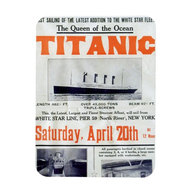 Ímã Rainha do Oceano Titanic - White Star Line (Vertical)