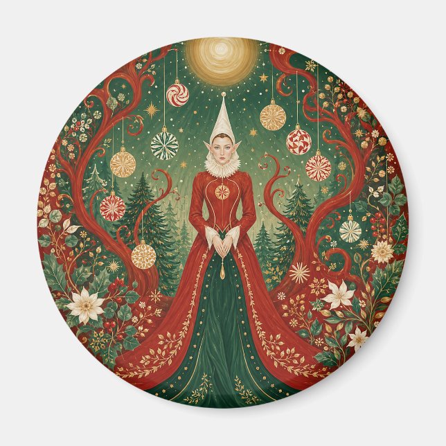Imã Rainha Elfa da Floresta Enluarada de Natal (Frente)