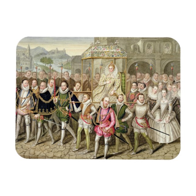 Ímã Rainha Elizabeth I em procissão com seus cortesãos (Horizontal)