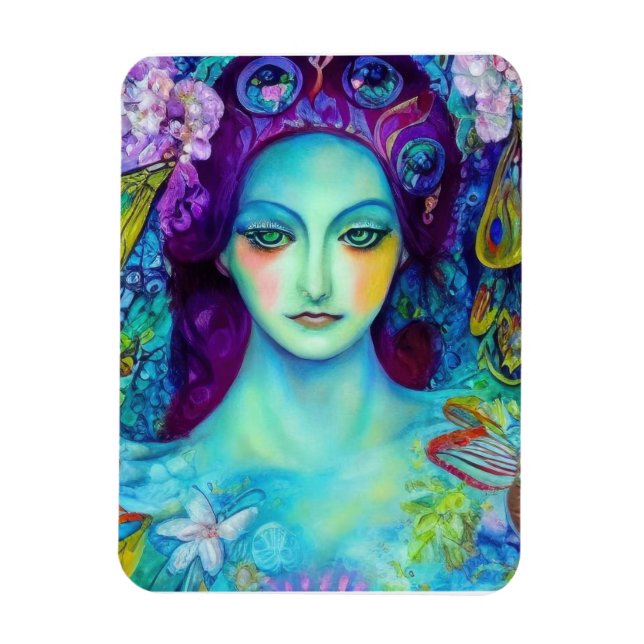 Ímã Rainha Fada Encantada com Borboletas (Vertical)