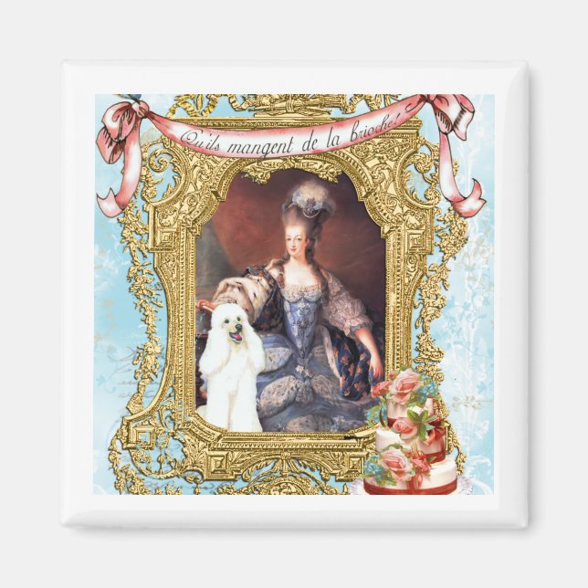 Imã Rainha Marie Antoinette White Poodle n Cake (Frente)