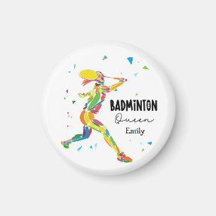 Imã Rainha Personalizada de Badminton Colorida Abstrat