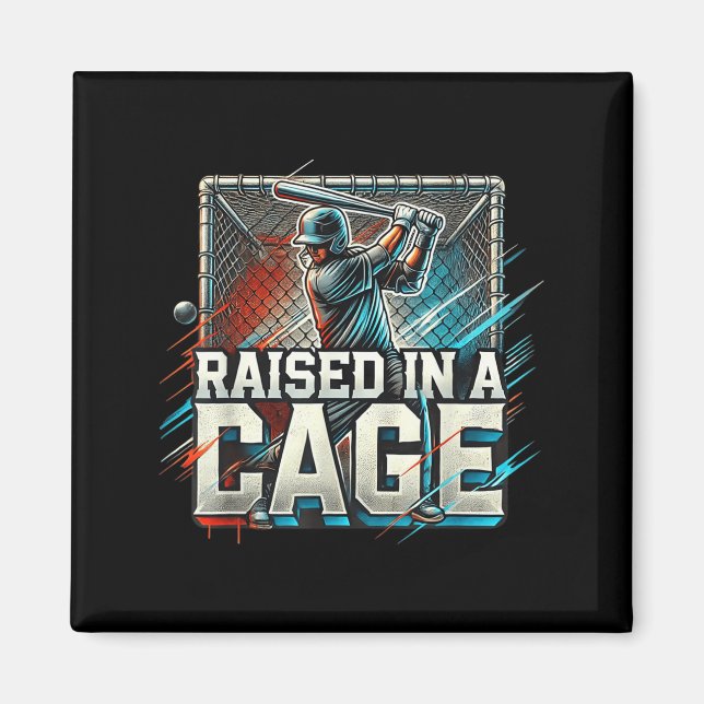 Imã Raised In A Cage Baseball Training, Batting Cage D (Frente)