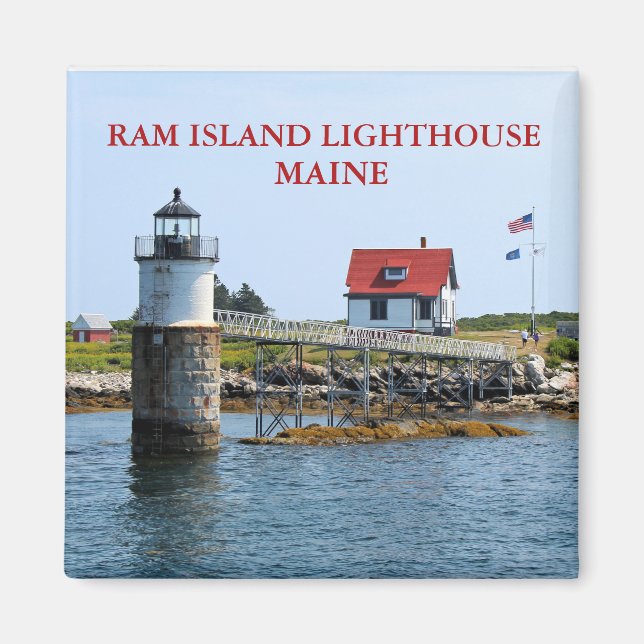 Imã Ram Island Lighthouse Boothbay Harbor Maine Magnet (Frente)