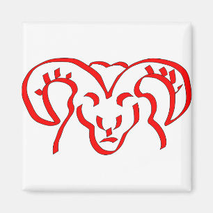 Imã Ram Red Horns Animal Mammal Bull Efetivo Doméstic