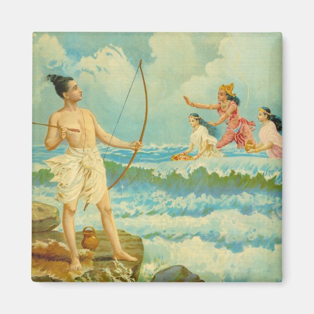 Imã Rama derrota o mar por Raja Ravi Varma (Frente)