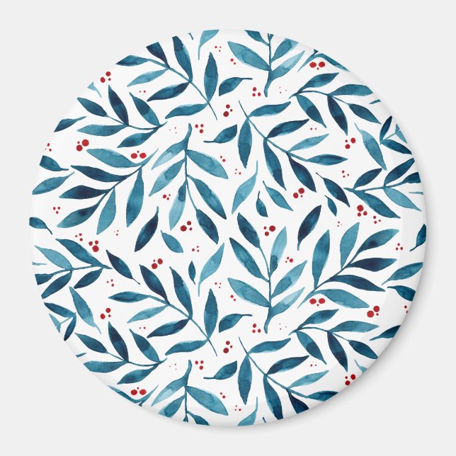 Imã Ramais bonito de aquarelas - turquesa e vermelho (Frente)