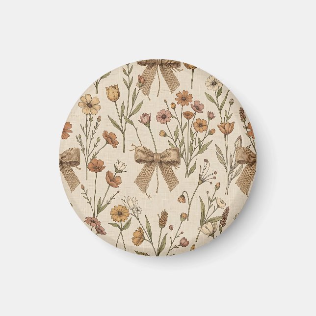 Imã Ramalhete de Flores Silvestres Rústicas com Laços  (Frente)