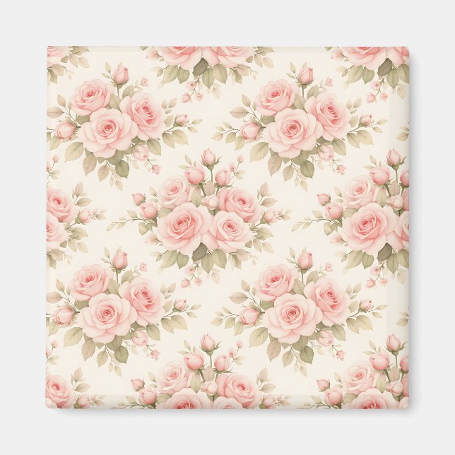 Imã Ramalhete Floral Rosa Bege (Frente)