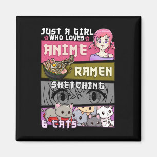 Imã Ramen Cat Anime Desenhando Apenas Uma Menina Que A
