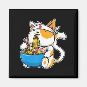 Imã Ramen Cute Cat Kawaii Anime Comida japonesa Neko C