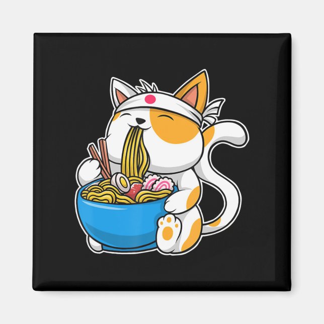Imã Ramen Cute Cat Kawaii Anime Comida japonesa Neko C (Frente)