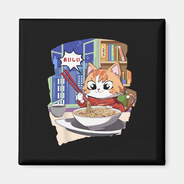 Imã Ramen Kawaii Cat Anime (Frente)