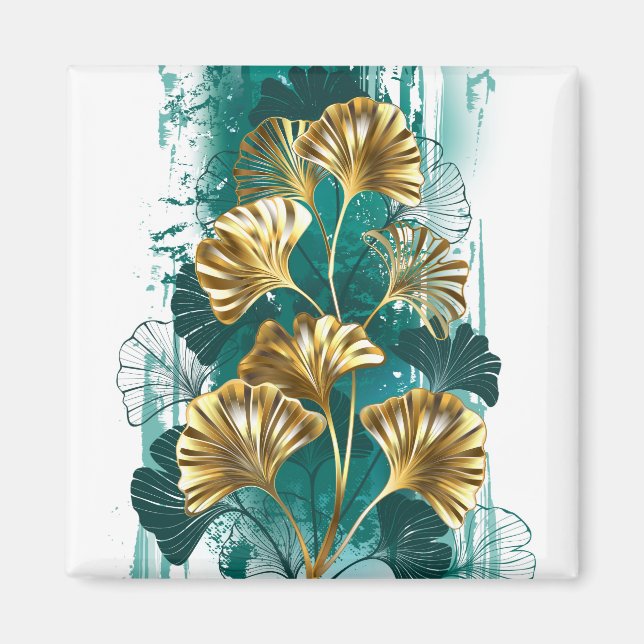 Imã Ramificação com Ouro deixa Ginko Biloba (Frente)