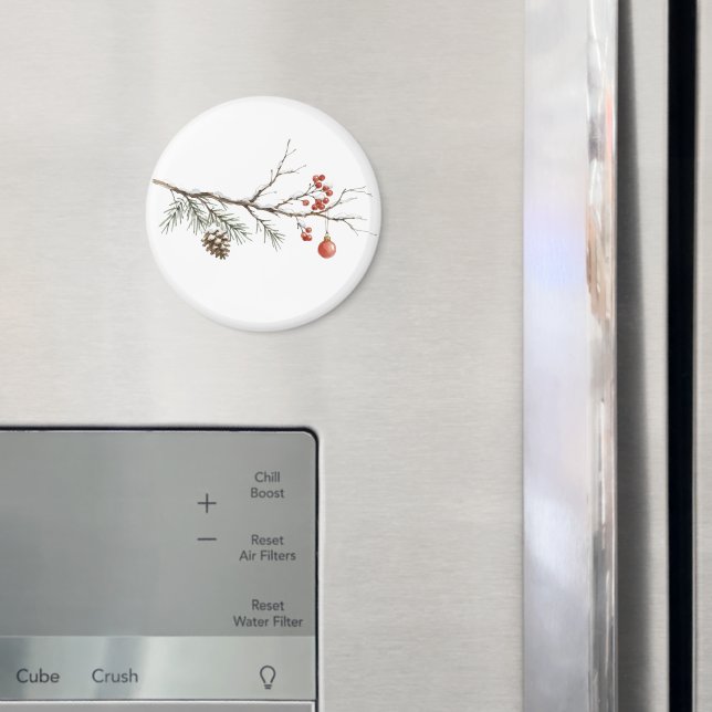 Imã Ramo de Natal Nevado com Enfeite para o Natal (In Situ (Fridge))