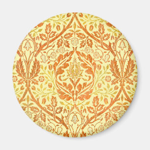 Imã Ramo Dourado Floral Arte de William Morris Laranja