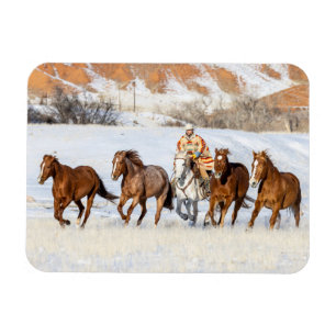 Ímã Rancho Hideout Horse, Vaqueiro e Cavalos