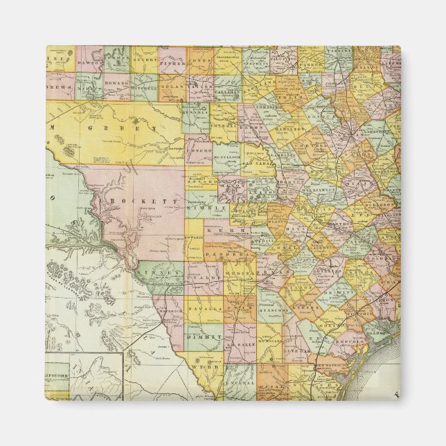 Imã Rand McNally Railroad E County Map Do Texas (Frente)