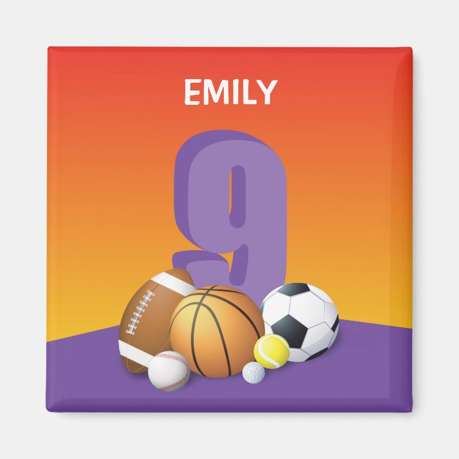 Imã Rapariga 9 de aniversário de esportes (Frente)