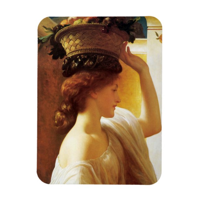 Ímã Rapariga com cesta de Fruta (por Frederic Leighton (Vertical)