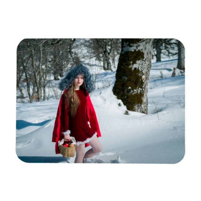 Ímã Rapariga com maçãs na neve (Horizontal)
