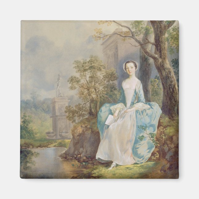 Imã Rapariga com um Livro Sentado em um Parque, c.1750 (Frente)