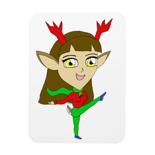 Ímã rapariga das renas dançantes de chibi (Vertical)