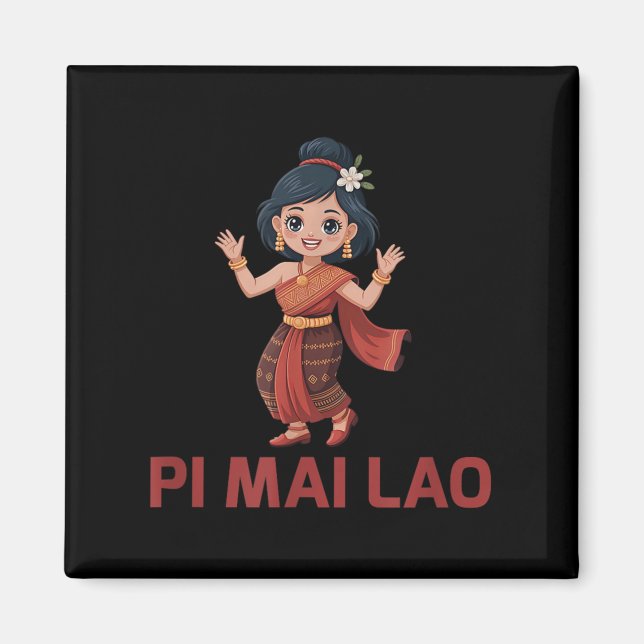 Imã Rapariga de Ano Novo Laos Pi Mai Lao (Frente)