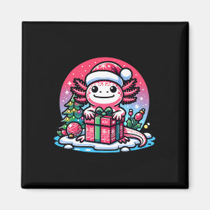 Imã Rapariga de Natal Axolotl Santa Hat Kids Xmas Axo