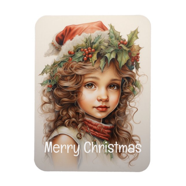 Ímã Rapariga de Natal Personalizada 24 de 25 (Vertical)