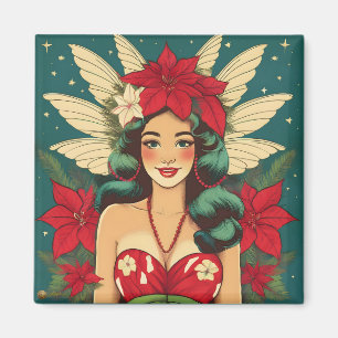 Imã Rapariga de Natal Tropical de Retro