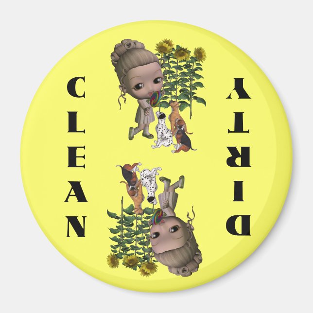 Imã Rapariga E Cuppies - Magneta De Lavadora De Louça (Frente)