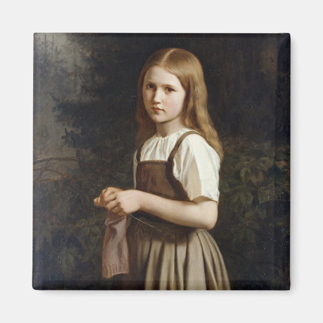 Imã Rapariga tricotando, 1854 (Frente)