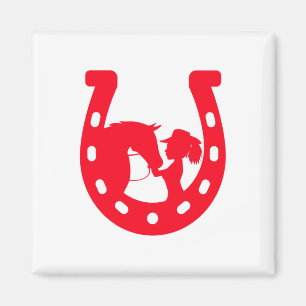 Imã Rapariga Vermelha e Cavalo