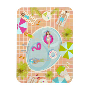 Ímã Raparigas Bikini e caras jogando piscina de nataçã