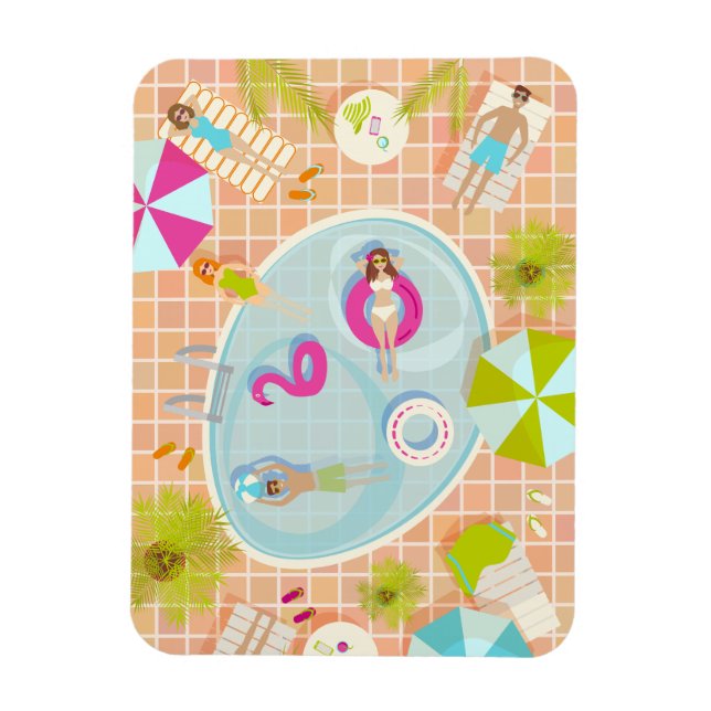 Ímã Raparigas Bikini e caras jogando piscina de nataçã (Vertical)