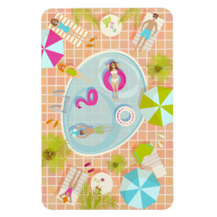 Ímã Raparigas Bikini e caras jogando piscina de nataçã