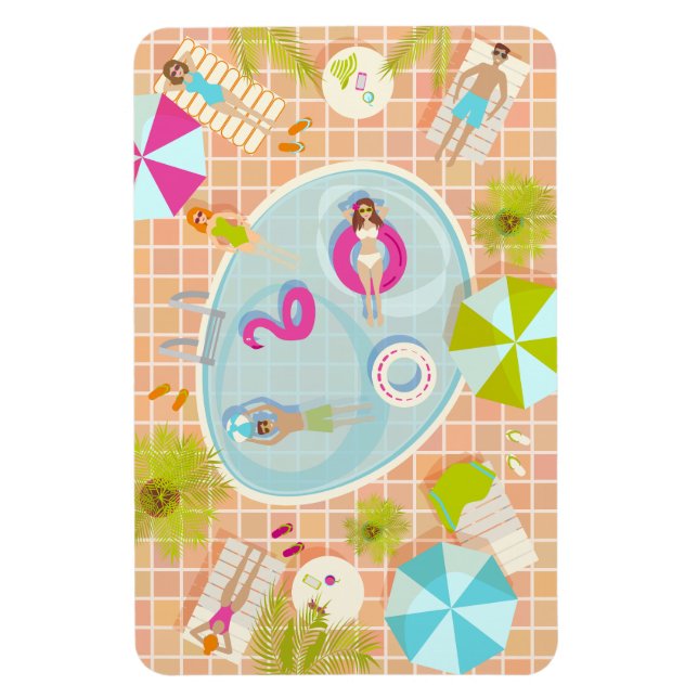 Ímã Raparigas Bikini e caras jogando piscina de nataçã (Vertical)