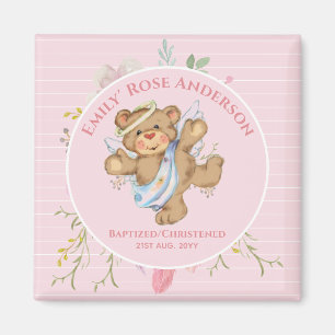 Imã Raparigas Personalizadas BAPTISM - Anjo Rosa Teddy