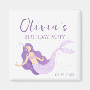 Imã Raparigas Roxas Sereias Personalizadas Aniversário