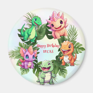Imã Rapaz da festa de aniversário da selva de dinossau