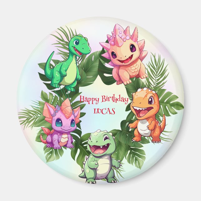 Imã Rapaz da festa de aniversário da selva de dinossau (Frente)