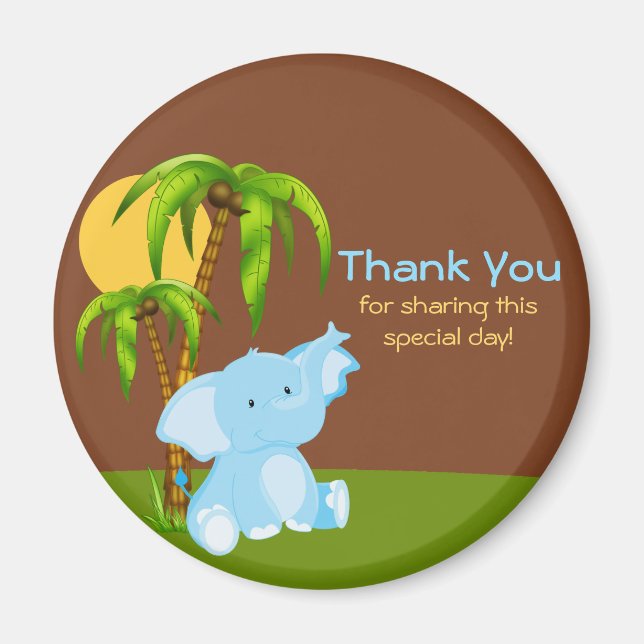 Imã Rapaz Elefante Da Selva Bonita Obrigado Magnet (Frente)