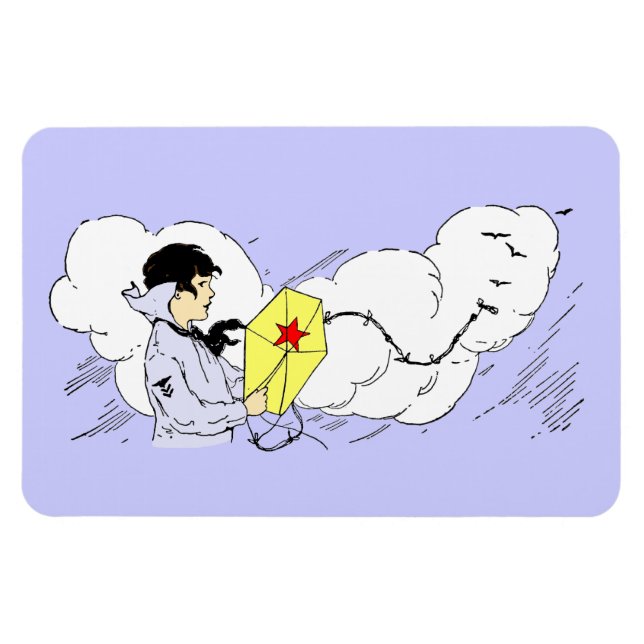 Ímã Rapaz Voando Kite Premium Flexi Magnet (Horizontal)