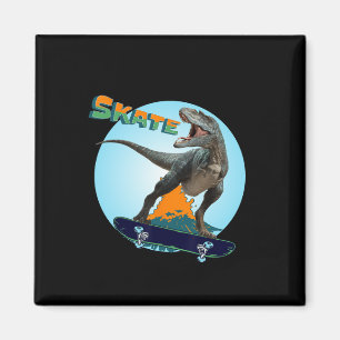 Imã Rapazes Legais de Skate T Rex Dinossauro Skateboar
