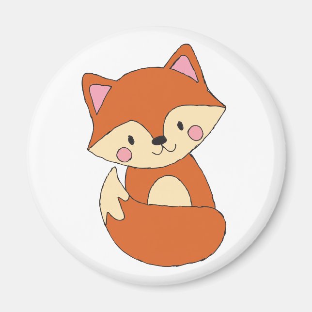 Imã Raposa Bebê Desenho Raposa Bela Arte Fox Design (Frente)