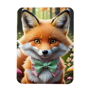 Ímã Raposa-branca com arco verde e rosa